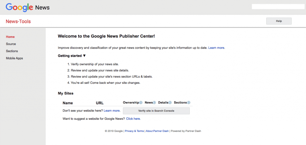 Masuk ke Google News Publisher Center